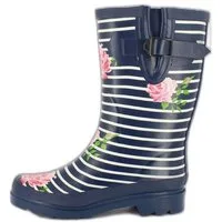 Beck Damen Gummistiefel Stripes Gummistiefel (wasserdichte, weitenverstellbare Stiefel, für trockene Füße bei Regenwetter) herausnehmbare Innensohle, weicher robuster Naturkautschuk