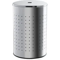 Home4You Wäschetonne Wäschesammler, 54 Liter Fassungsvermögen, Edelstahl, Höhe 57 cm, mit Deckel und Belüftungslöchern
