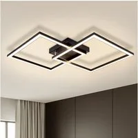 Nettlife LED Deckenleuchte Flur Wohnzimmer Schwarz moderne Kristall Deckenlampe 12/24W, LED fest integriert, Warmweiß, ohne Kristalle 24W 46.1*46.1*5.8cm für Wohnzimmer Flur Schlafzimmer