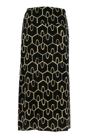 signe nature - Rock mit Alloverprint gelb/schwarz - Gr. - 40
