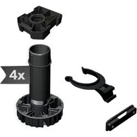 siwitec Möbelfuß 4 x Sockelfuss Komplett-Set, Schwarz, 125 mm inkl. Blendenhaltern und, (4-St), Höhenverstellbar, Set