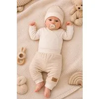 La Bortini Erstausstattungspaket Baby Anzug für Neugeborene Wickelbody Hose Mütze Set neutral Body (für Mädchen und Jungen, unises) Langarmbody mit Kratzschutz, 44 50 56 62 68 74 80 86