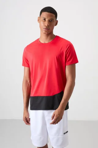 Farbblockiertes Rundhalsausschnitt T-Shirt