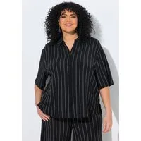 Ulla Popken Hemdbluse Jerseybluse Streifen Hemdkragen Halbarm