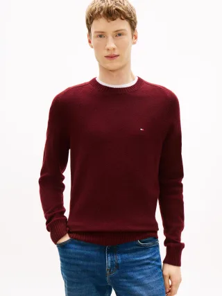 LAMBSWOOL CREW NECK deep burgundy heather - Gr. - L