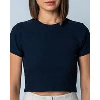 GORG Kurzarmshirt Damen Geripptes Cropped T-Shirt aus Bio-Baumwolle & TENCEL Modal