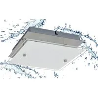 TRANGO LED Deckenleuchte, Dimmfunktion, 3102 Feuchtraum IP44 LED Deckenstrahler Eckig für Bad 3-Stufen dimmbar *LILY* inkl. 12 Watt 3000K warmweiß LED Modul, Design Kristalleffekt Glas Lampenschirm, warmweiß, Deckenlampe, Wandleuchte, Badlampe