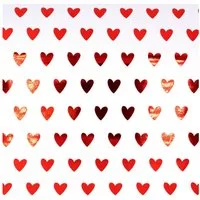 Star Geschenkpapier, Geschenkpapier Herzen 70cm x 2m Rolle Weiß / Rot glänzend