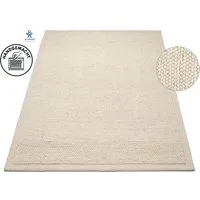 OTTO home Wollteppich Wolly Rahmen, handgewebt, Wolle, rechteckig, Höhe: 14 mm, einfarbig, Teppich, Wohnzimmer, Schlafzimmer, Esszimmer