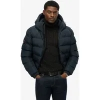 Superdry Steppjacke HOODED SPORTS PUFFER JACKET Kunstfaser, relaxed fit