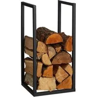 relaxdays Kaminholzregal Schwarzes Kaminholzregal aus Metall, BxTxH:30x30x60 cm