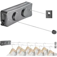 ibettertec Wand-Wäscheleine Ausziehbare Wäscheleine Innen Zwei Linien Nicht Durchhängende, Wäscheleinen für Balkon Waschküche Hotel Badezimmer Schlafzimmer