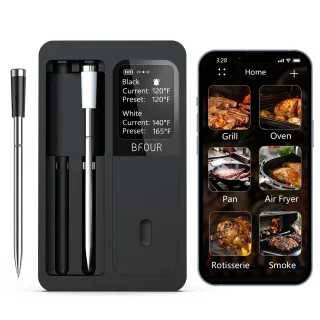 BF-30/BF-40 Wireless Meat Thermometer 328ft Long Range Bluetooth IP67 Waterproof Probes with LCD Booster for Grilling Sm