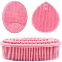 Forrlite Badebürste Silikon Duschbürste Körperbürste, weicher Silikon Body Scrubber, für Erwachsene und Kinder, Körperschrubber Rückenbürste Handreinigungsbürste, sanftes Peeling, Massage & Schaumbildung für Dusche und Bad
