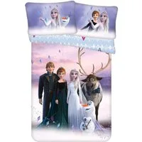 Disney Frozen Kinderbettwäsche Wendebettwäsche Disney Frozen 2 Anna Elsa 100x135 cm + 40x60 cm, Baumwolle, 2 teilig