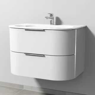 Sanipa 4balance Glas-Set mit 2 Auszügen, Weiß-Matt, DG20201 DG20201