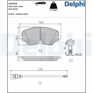 Delphi Bremsbel?ge + Sensor VW Arteon Golf Tiguan