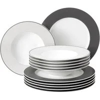 Seltmann Weiden Tafelservice Teller Set, Geschirr-Set No Limits Moments (12-tlg), 6 Personen, Porzellan, Suppenteller, Made in Germany, 12 Teile, für 6 Personen