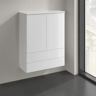 Villeroy und Boch Antao Highboard K47000GF 2 Türen, 814 x 1039 x 356 mm, Front ohne Struktur, Glossy White Lacquer / Glossy White Lacquer