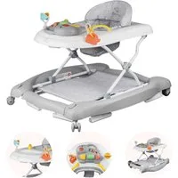 Bronea Lauflernhilfe Happy Life 5-in-1 Babywalker Gehfrei Lauflernwagen Schaukel Wippe, Ausnehmbaren Sitz, Im nu zum Schaukel, Widerstand Reifen einstellbar