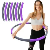 RAMROXX Hula-Hoop-Reifen Fitness Reifen 8 Teile gepolstert Durchmesser einstellbar Grau Lila