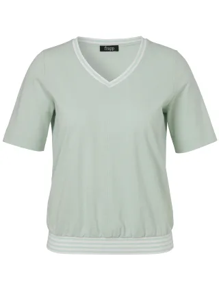 Frapp - T-Shirt V-Ausschnitt 1/2 Arm mint/white - Gr. - 46
