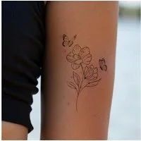 Inkster Schmuck-Tattoo Blume mit zwei Schmetterlingen Tattoo, wasserfestes temporäres Tattoo, 2 Wochen Halt