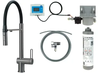 Neuesbad Spültischarmatur mit flexiblem Auslauf, 2-Funktion Brause und Wasserfilter Set, Titan NB1DEBRMFD75M1