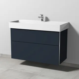 Sanipa 3way Waschtischunterbau zu Duravit Dura Square Waschtisch mit 2 Auszügen, Marine-Matt BP4271R