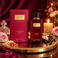 LONDON FRAGRANCES Eau de Parfum London Fragrances For Her Damenduft Rosenwasser & Vanille 100 ml, 1-tlg., Hergestellt in UK, Luxuriöser Damenduft, Langanhaltend