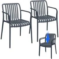 STEELSØN Gartenstuhl Pincoya wetterfest und UV-beständig (anthrazit, 2er Set), stapelbarer Balkonstuhl Kunststoff, verfügbar als 2er/4er/6er Set