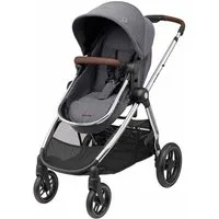 Maxi-Cosi Kinder-Buggy MC ZELIA3 TWILLIC GREY FR (CHROME FRAME & BROWN LEATHER), Luxuriöses, erstklassiges Design  2-in-1-Sitzeinheit Leicht zusammenk…