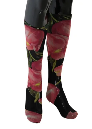 Dolce & Gabbana Mehrfarbige Blumige Tulpen-Nylon-Socken