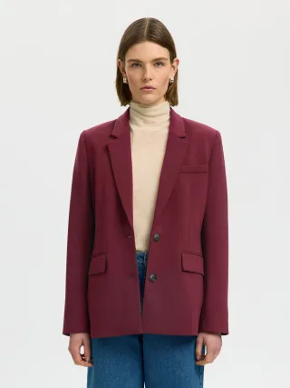 selected women - SLWRITA LS CLASSIC BLAZER MEL NOOS Tawny Port - Gr. - 36
