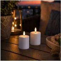MARELIDA LED-Kerze Mini Stumpenkerzen Grabkerzen H: 10cm Timer Sensor bis 1200h 2 Stück, LED Classic, warmweiß (2100K bis 3000K)