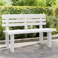 furnicato Gartenbank Polypropylen Weiß 110 x 52 x 71 cm, Hitzebeständige Sitzbank mit Rückenlehne für die Veranda oder Terrasse