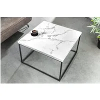 riess-ambiente Couchtisch ARCHITECTURE 60cm weiß/schwarz – Metallgestell, Marmor-Design (Einzelartikel, 1-St), quadratische Platte & Industrial-Stil – ideal neben Sessel, Sofa & Co.
