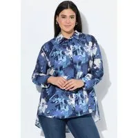Ulla Popken Hemdbluse Hemdbluse hinten länger Hemdkragen Langarm