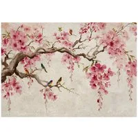 Wallarena Fototapete Baum Blumen - Mehrfarbig - Elegant - Vlies - Schlafzimmer, glatt, (4 St), 200x140cm