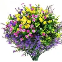 Kunstblumenstrauß 12er Set Kunstblumen – Künstliche Pflanzen für Außen, FOUORTUNATE-BEE, Dekorative Kunstpflanzen als Outdoor-Sträucher