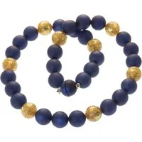 Bella Carina Perlenkette Polaris Perlen Kette 14 mm Glitzereffekt blau gold