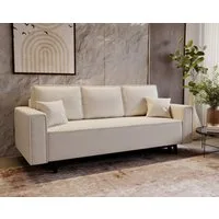 Goldstoff Schlafsofa Cordstoff - LUX 225 cm - Sofa mit schlaffunktion und Bettkasten