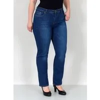ESRA Straight-Jeans Damen Jeanshose Gerader Schnitt Stretch Hose hoher Bund bis Plus Size Straight Jeans Damen High Waist Hose Stretch Jeans Regular Übergröße