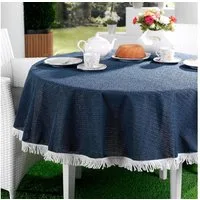 Emhelle Gartentischdecke Garten Balkon Terrasse Tischdecke Camping Picknick wetterfest (Packung 1-tlg, mit Fransen), PVC