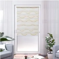 Doppelrollo Wellen Design, K-HOME, Lichtschutz, ohne Bohren, freihängend, Klemmfix, Bedruckt mit Muster