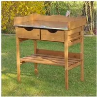 dazikemo Geräteschrank Pflanztisch Gärtnertisch Holz braun 80x45x86 cm