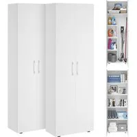 Bellamio Mehrzweckschrank-Set Apol, (Weiß, 2er-Set), Akten- und Besenschrank mit je 5 Fächern, inkl. Staubsaugerfach