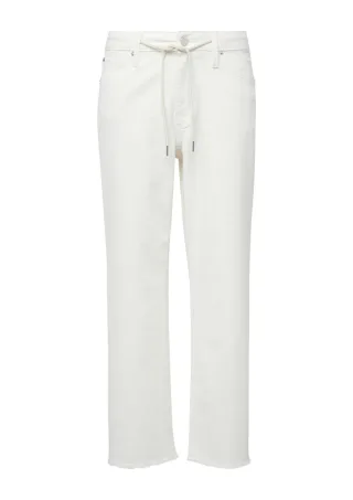 s.Oliver Red Label - Loose Fit Jeans-Hose in 7/8-Länge mit Tunnelzug und Fransen weiß - Gr. - 46