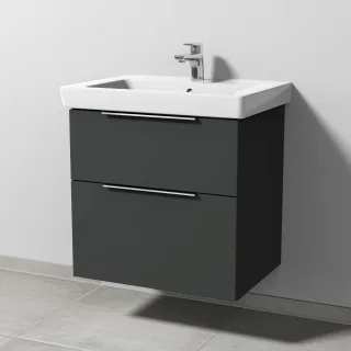 Sanipa 3way Waschtischunterbau zu Villeroy & Boch Subway 2.0 Waschtisch mit 2 Auszügen, Graphit-Matt UP6131B