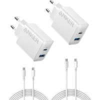Anker Anker 20W USB-C-Ladegerät, Doppelpack, 2-Port, PD-Schnellladegerät USB-Ladegerät (2-tlg., iPhone 17/16/15 Serie, Galaxy, iPad und mehr, inkl)